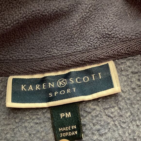 Karen Scott Sport Full Zip Fleece Jacket Sweater Blue Size Medium Petite EUC - Picture 4 of 8
